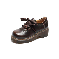 Oxford-Schuhe mit runder Zehenpartie und Retro-Schleife