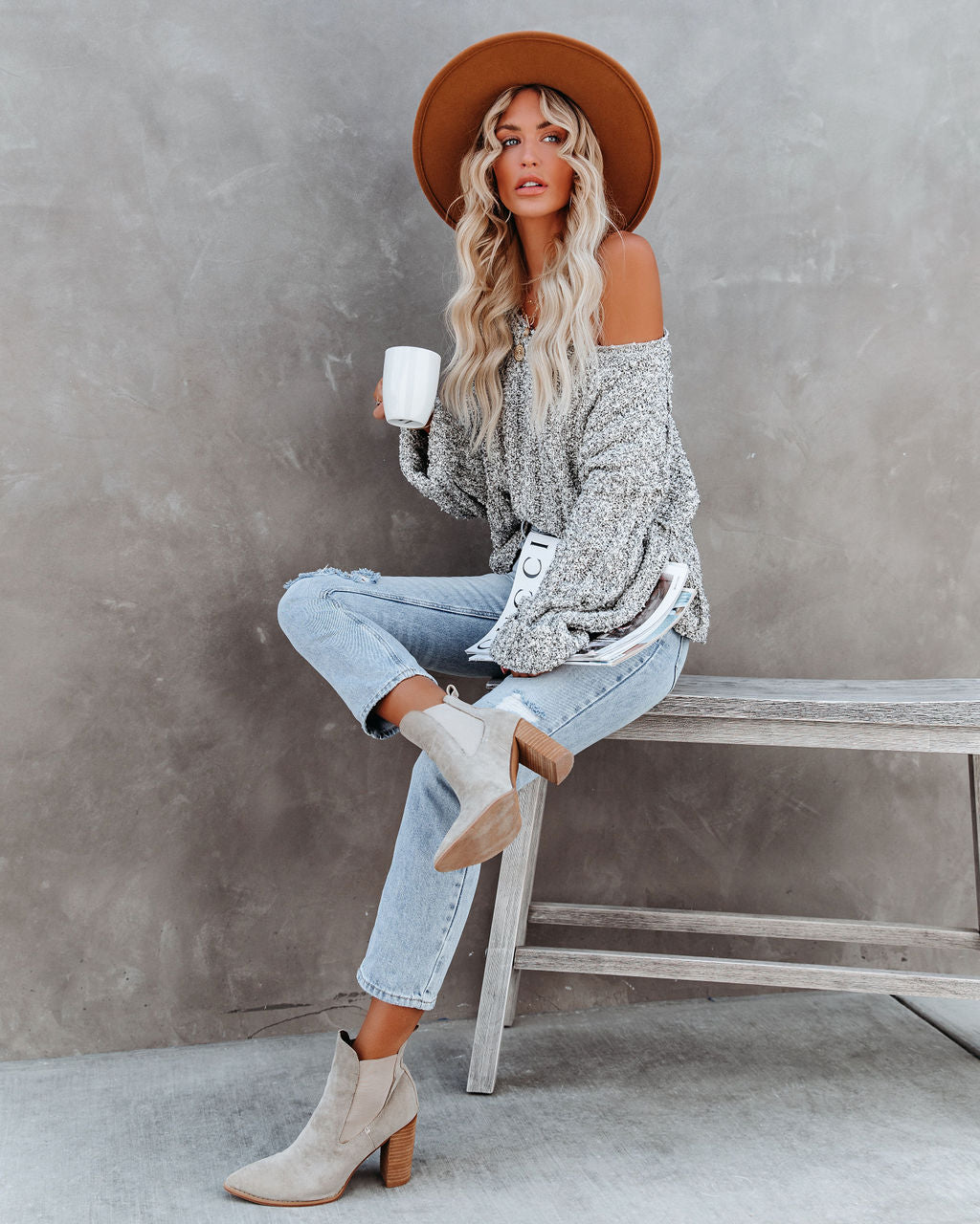 Kye Cotton Blend Knit Sweater - Speckled Black