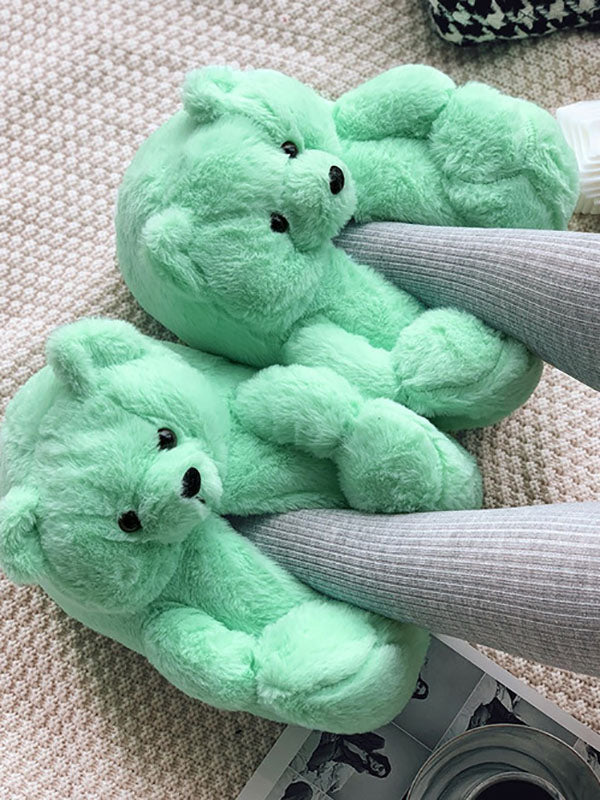 Flauschige Teddybär-Hausschuhe