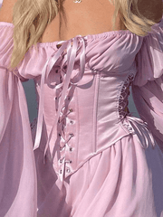 Langärmliges Korsett-Minikleid
