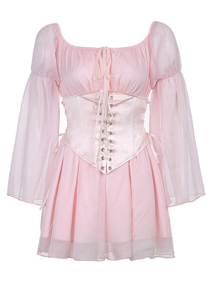 Langärmliges Korsett-Minikleid