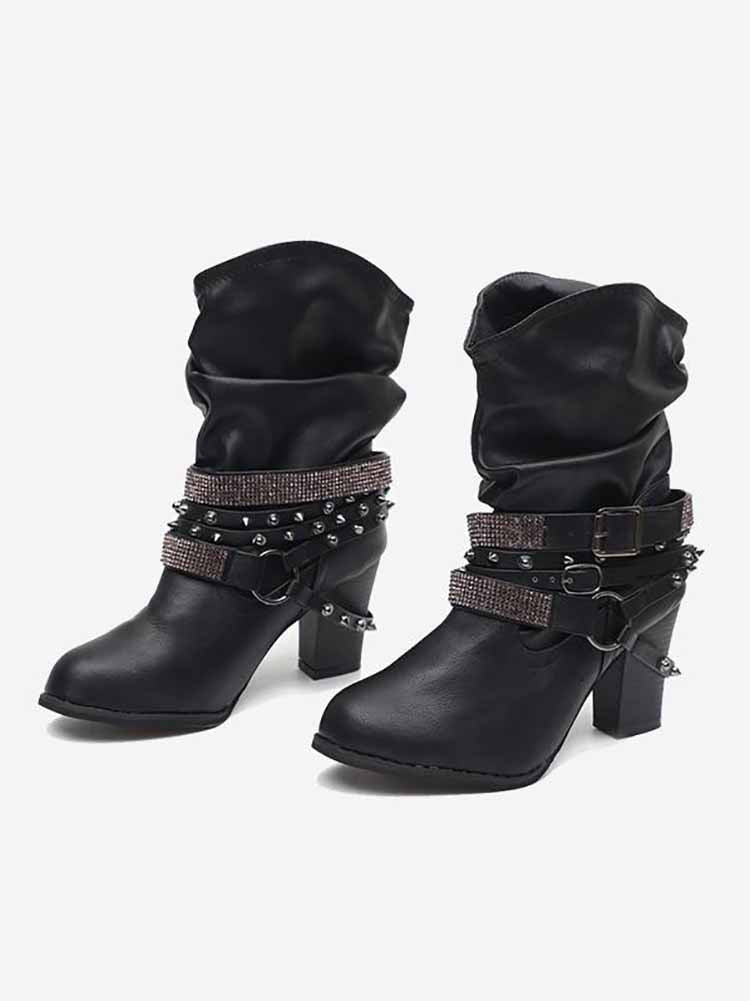 Botines con hebilla de diamantes de imitación