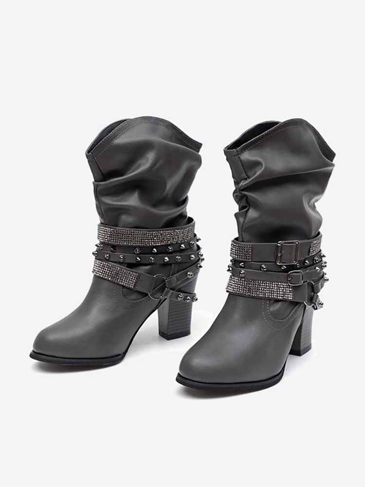 Botines con hebilla de diamantes de imitación