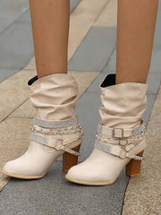 Botines con hebilla de diamantes de imitación