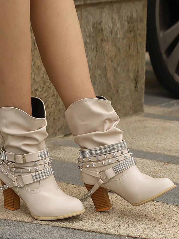 Botines con hebilla de diamantes de imitación