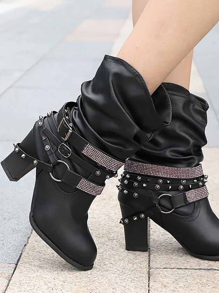 Botines con hebilla de diamantes de imitación