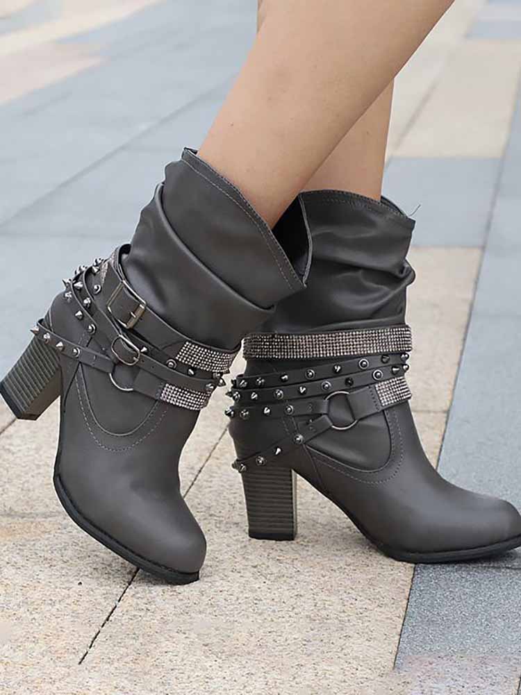 Botines con hebilla de diamantes de imitación