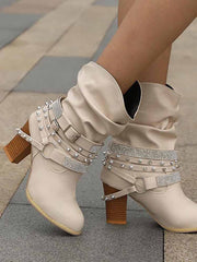 Botines con hebilla de diamantes de imitación