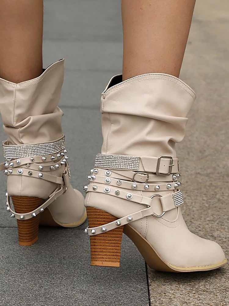 Botines con hebilla de diamantes de imitación