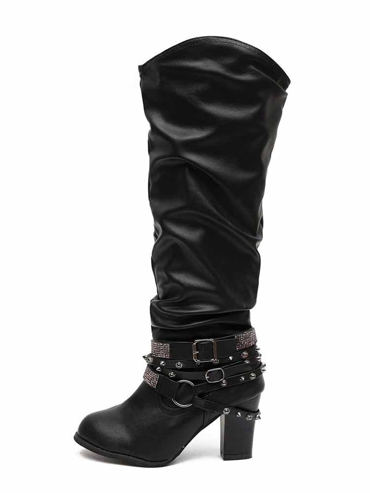 Rhinestone Buckle Boots