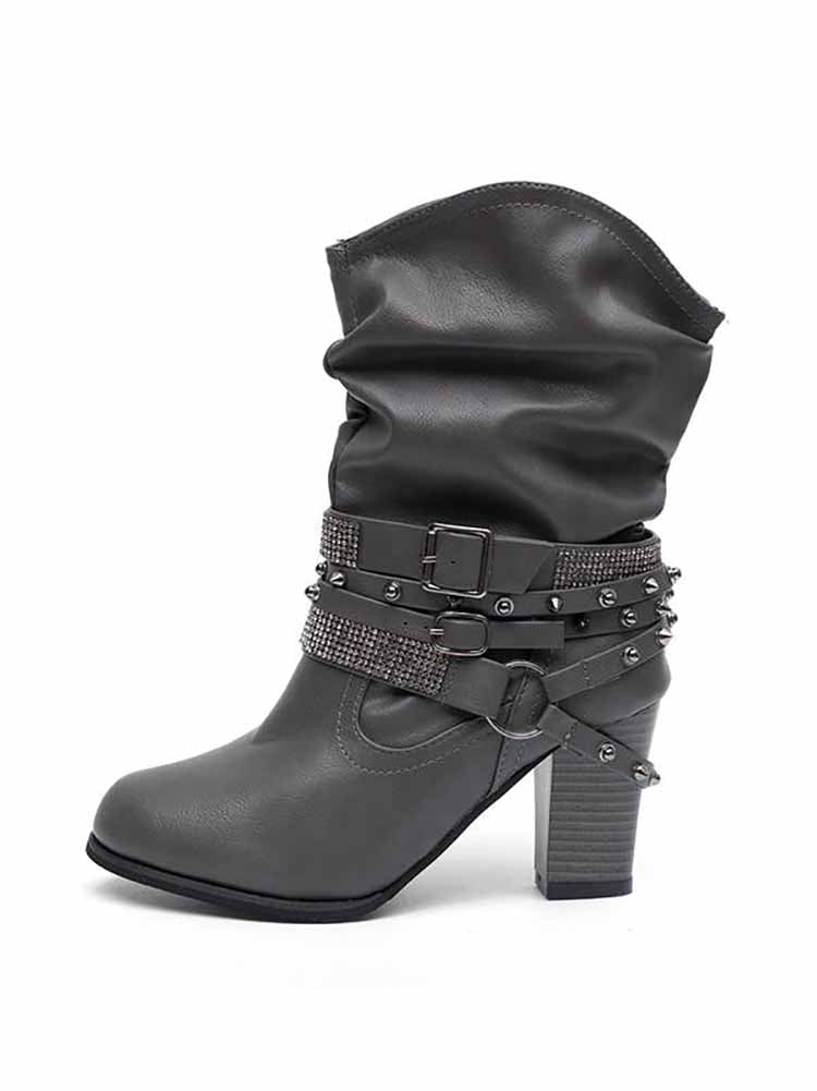Botines con hebilla de diamantes de imitación