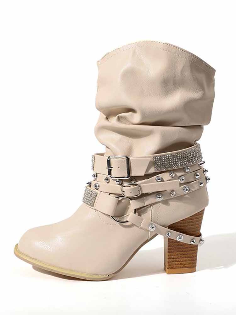 Botines con hebilla de diamantes de imitación