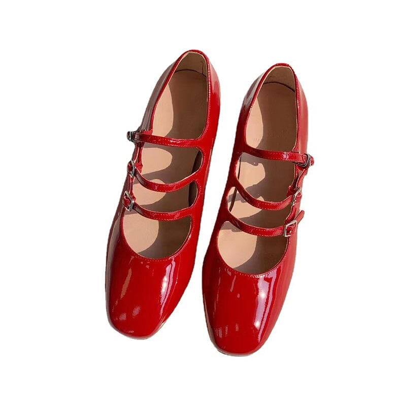 Handgefertigte Mary Jane Schuhe 40mm Dreifachriemchen Pumps Blockabsatz