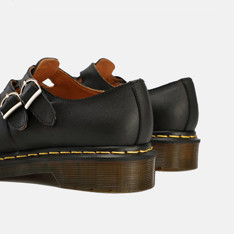 Handgemachte Retro Wachsen Flache Mary Jane Schuhe Runde Spitze Schwarz/Braun/Schwarz1/Weiß