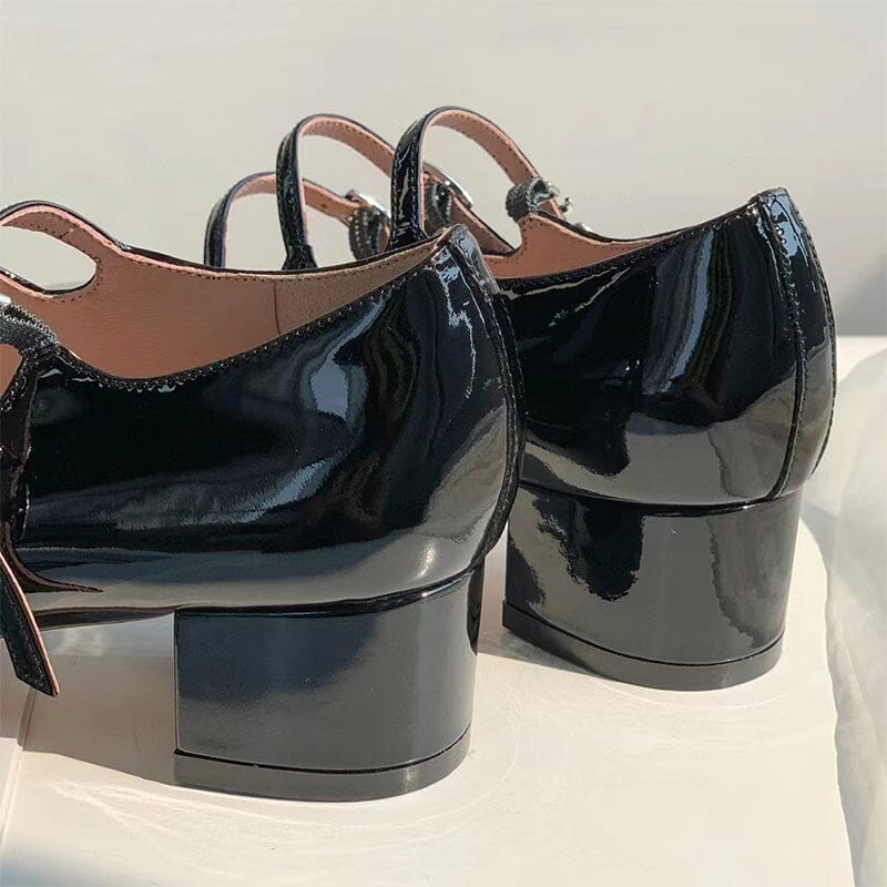 Handgefertigte Mary Jane Schuhe 40mm Dreifachriemchen Pumps Blockabsatz