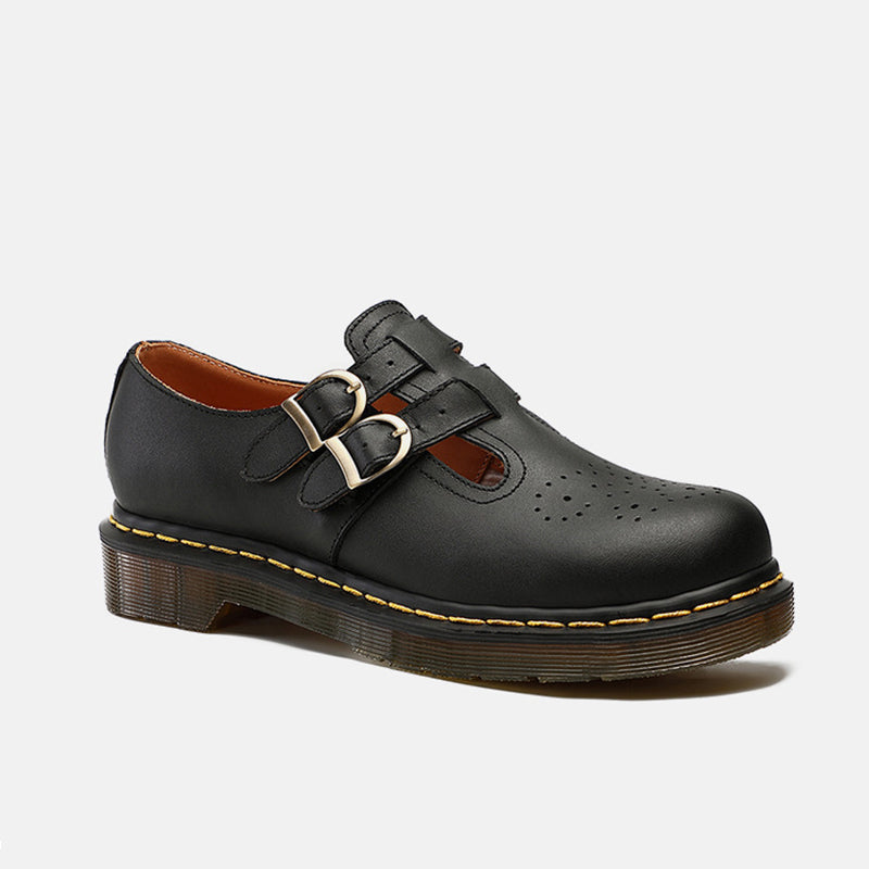 Handgemachte Retro Wachsen Flache Mary Jane Schuhe Runde Spitze Schwarz/Braun/Schwarz1/Weiß