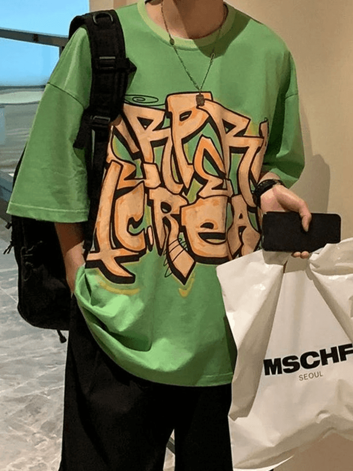 Herren-T-Shirt mit Graffiti-Buchstabengrafik