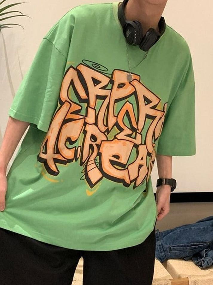 Herren-T-Shirt mit Graffiti-Buchstabengrafik