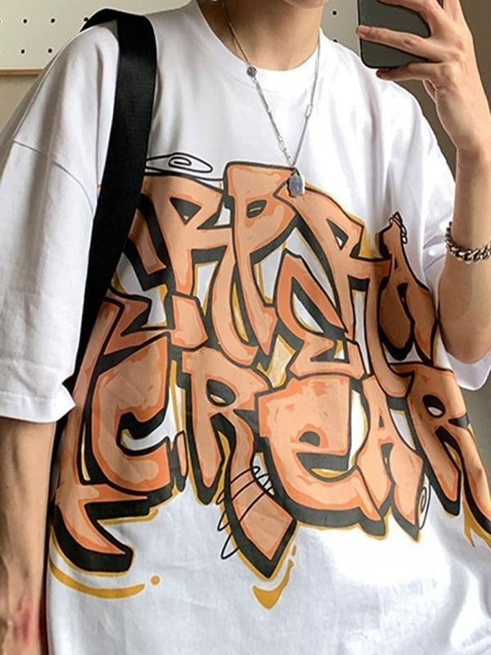 Herren-T-Shirt mit Graffiti-Buchstabengrafik