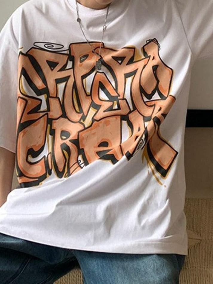 Herren-T-Shirt mit Graffiti-Buchstabengrafik