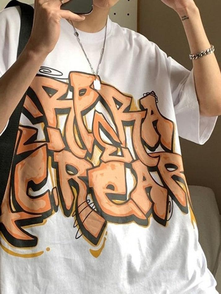 Herren-T-Shirt mit Graffiti-Buchstabengrafik