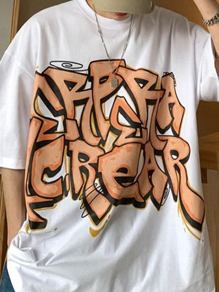 Herren-T-Shirt mit Graffiti-Buchstabengrafik