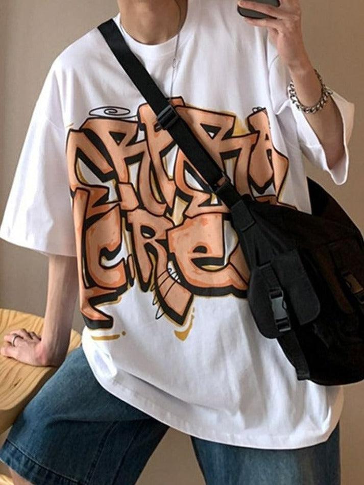Herren-T-Shirt mit Graffiti-Buchstabengrafik