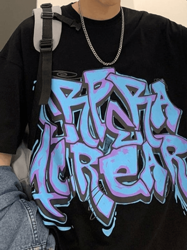 Herren-T-Shirt mit Graffiti-Buchstabengrafik
