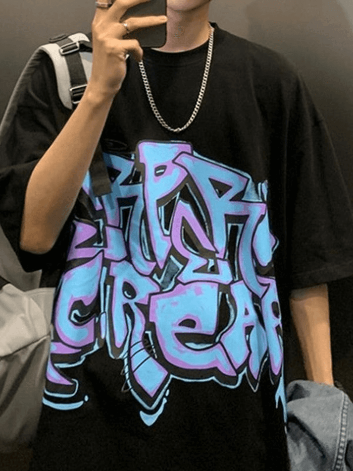 Herren-T-Shirt mit Graffiti-Buchstabengrafik