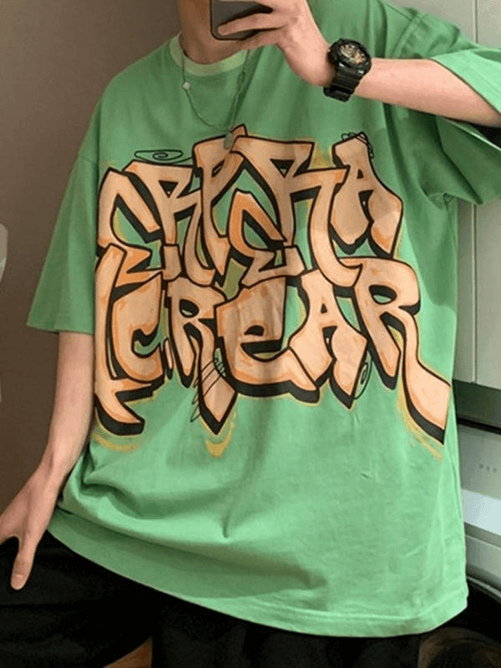 Herren-T-Shirt mit Graffiti-Buchstabengrafik