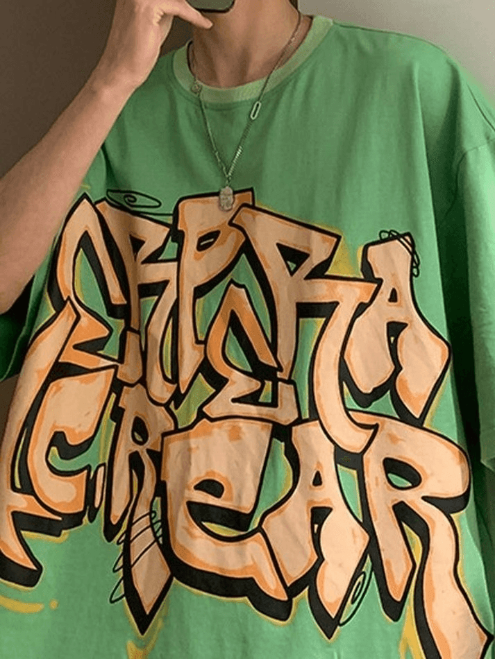Herren-T-Shirt mit Graffiti-Buchstabengrafik