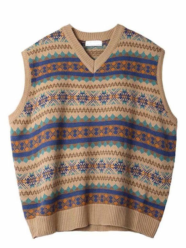 Vintage-Jacquard-Pulloverweste für Herren