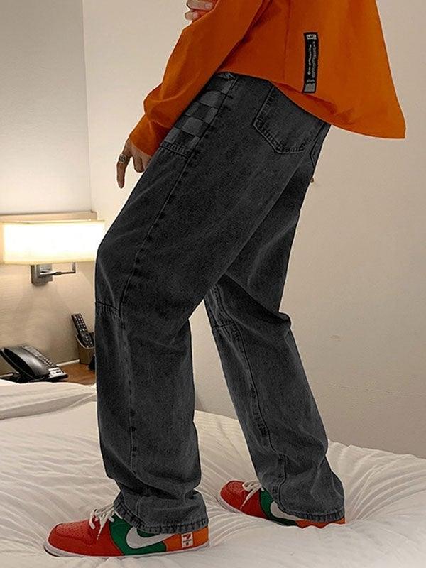Herren Jeans im verwaschenen Karo-Patchwork-Stil