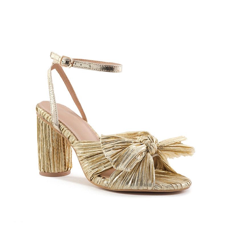 Sandalias de tacón con decoración de lazo 
