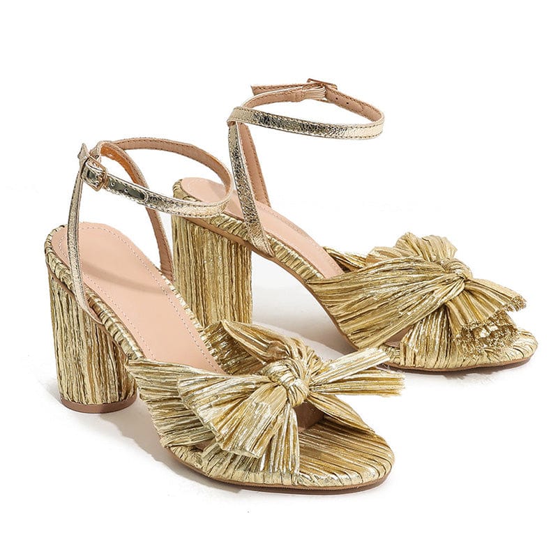 Sandalias de tacón con decoración de lazo 