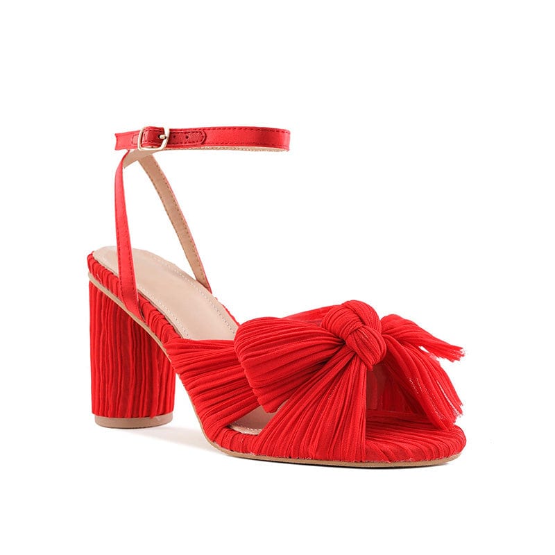 Sandalias de tacón con decoración de lazo 
