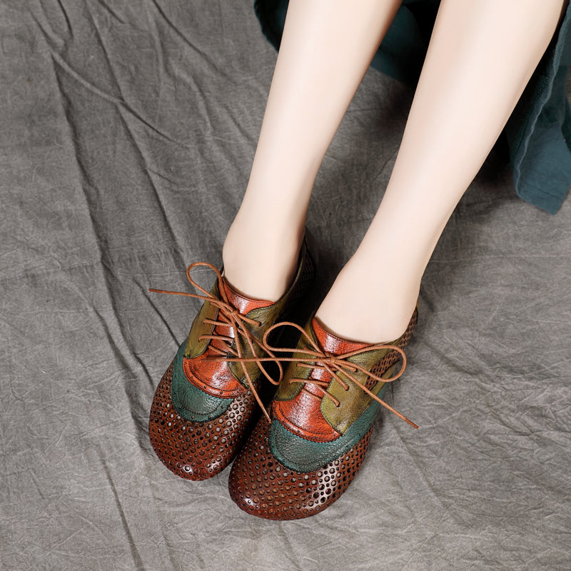 Handmades Soft Genuine Sandals Multicolor Lace Up Brown