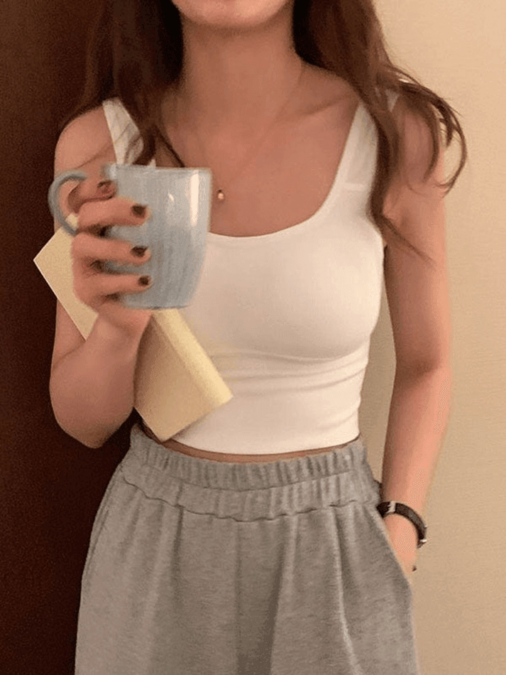 Gepolstertes, kurzes Stretch-Tanktop