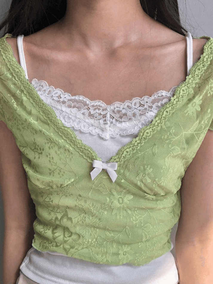 Crop-Top aus Patchwork-Spitze
