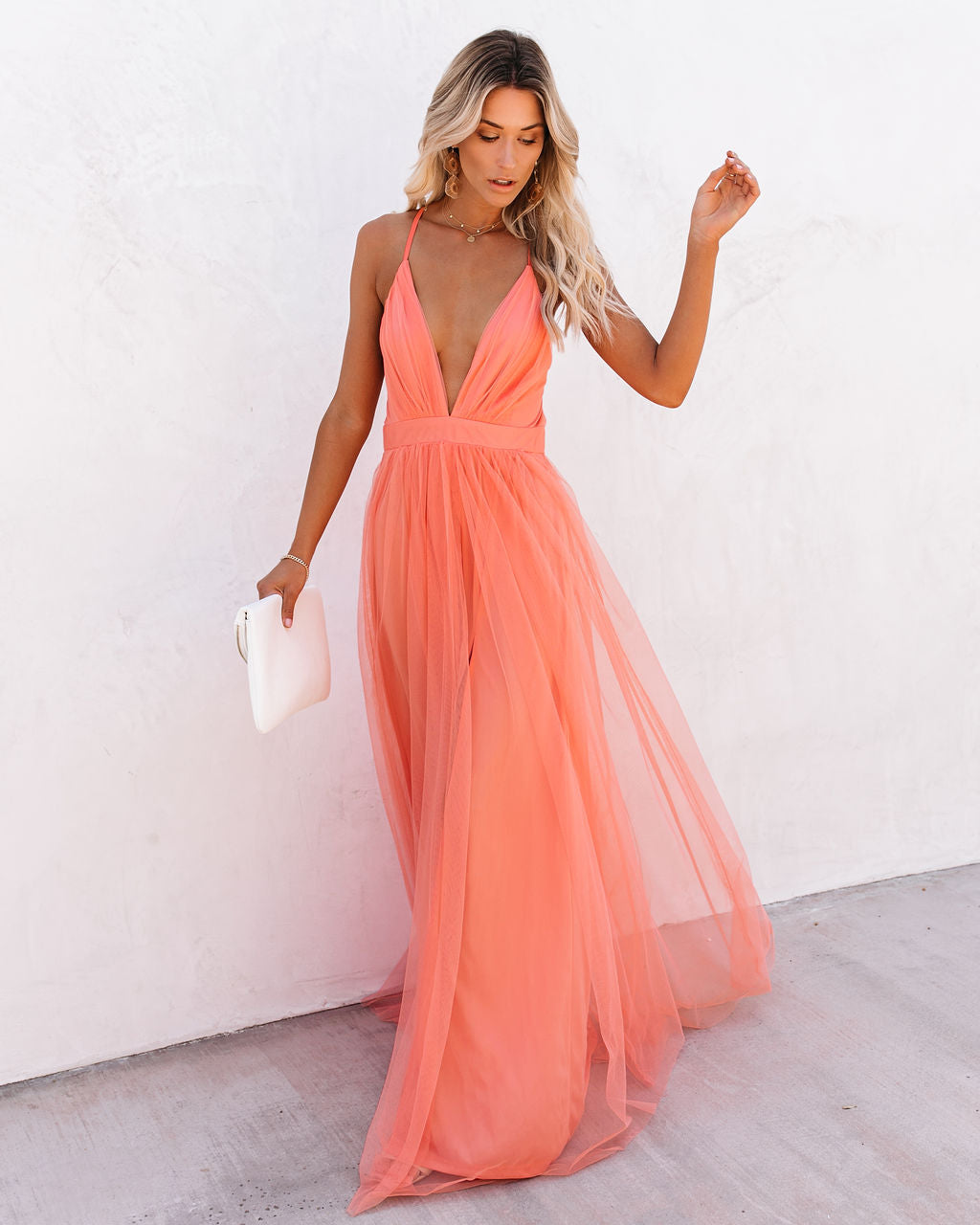 Petal Dust Maxi Dress - Apricot LUXX-001