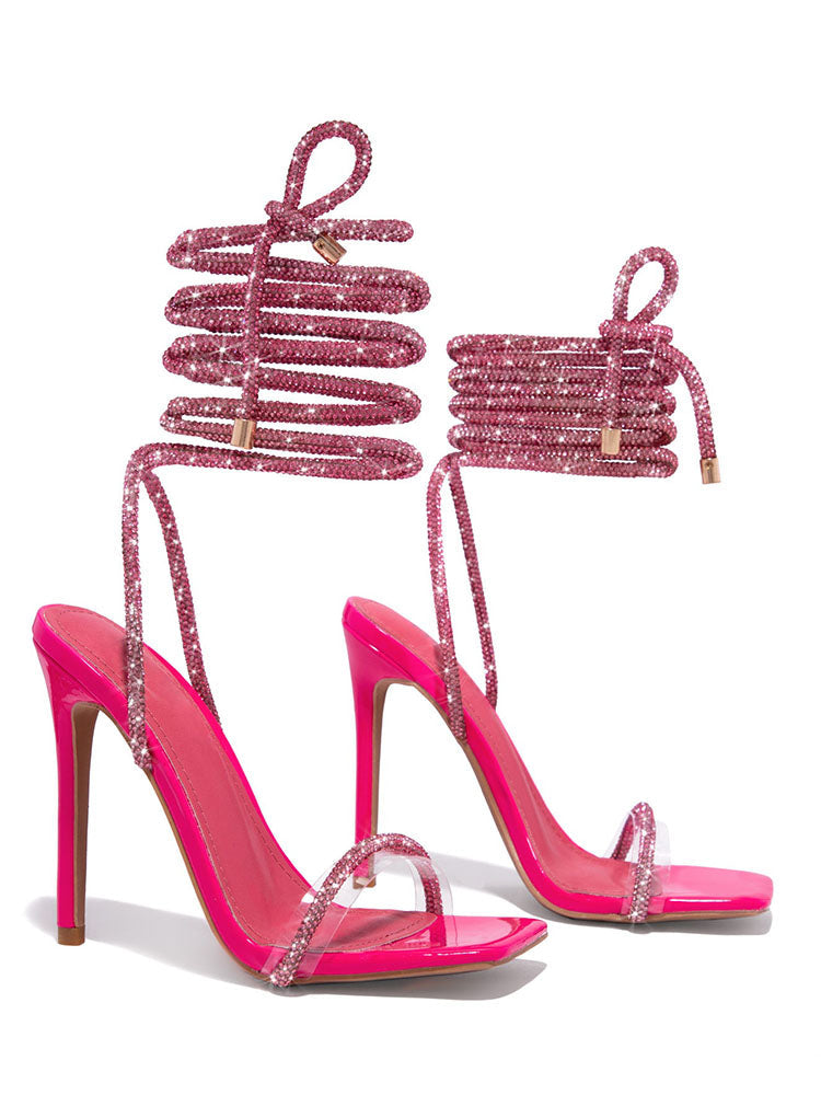 High Heels mit Strass-Schnürung