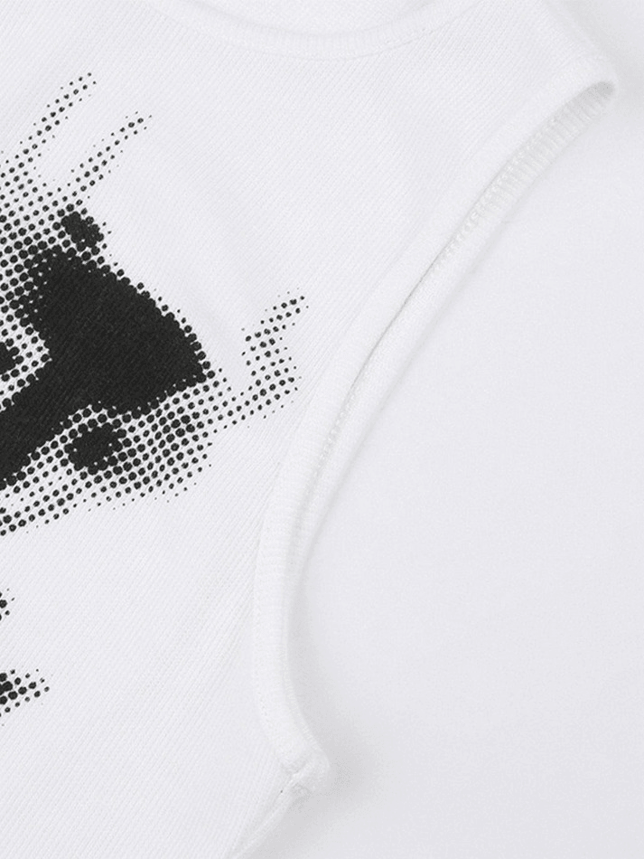 Pixel Robot Star Weißes kurzes Tanktop