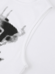 Pixel Robot Star Weißes kurzes Tanktop