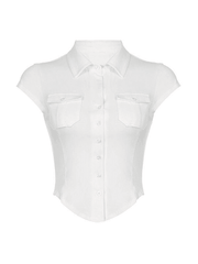 Pocket Cropped Blouse