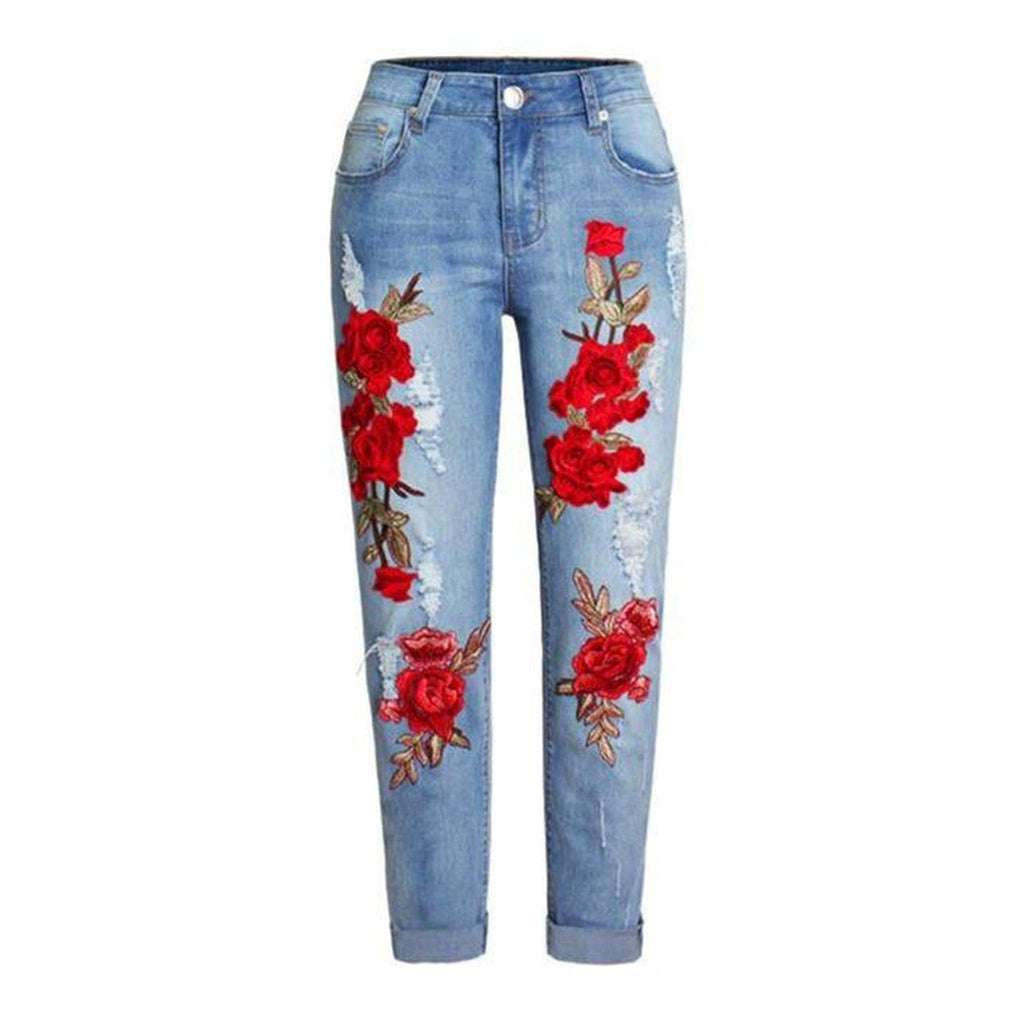 Bestickte weite Jeans für Damen
