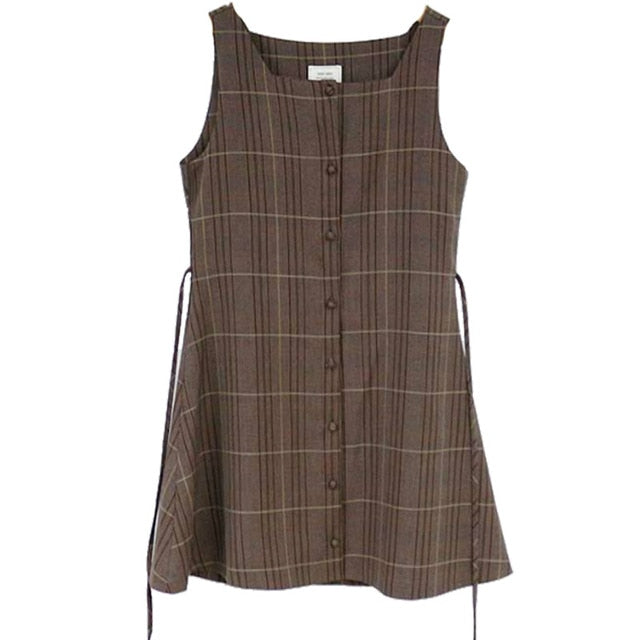 Lindo minivestido estilo pichi vintage a cuadros de 2 piezas