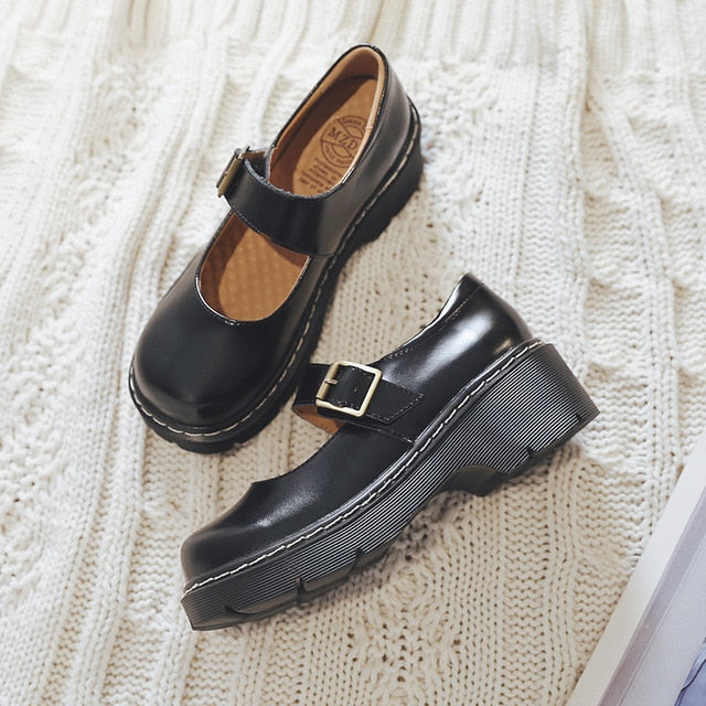 Zapatos Mary Jane de cuero con hebilla vintage
