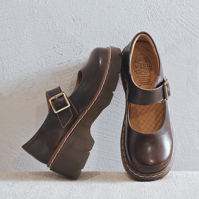 Zapatos Mary Jane de cuero con hebilla vintage