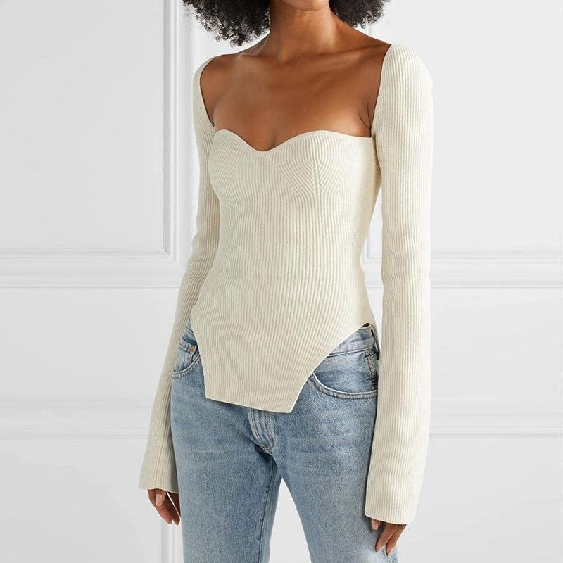Strickpullover Grace mit eckigem Ausschnitt