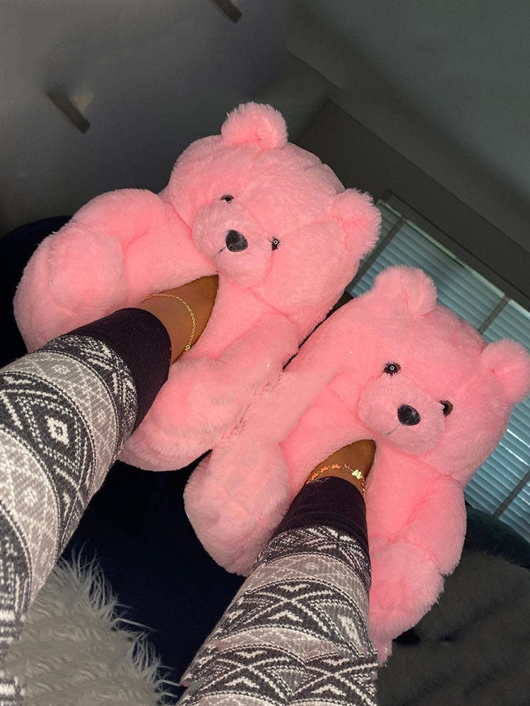 Flauschige Teddybär-Hausschuhe